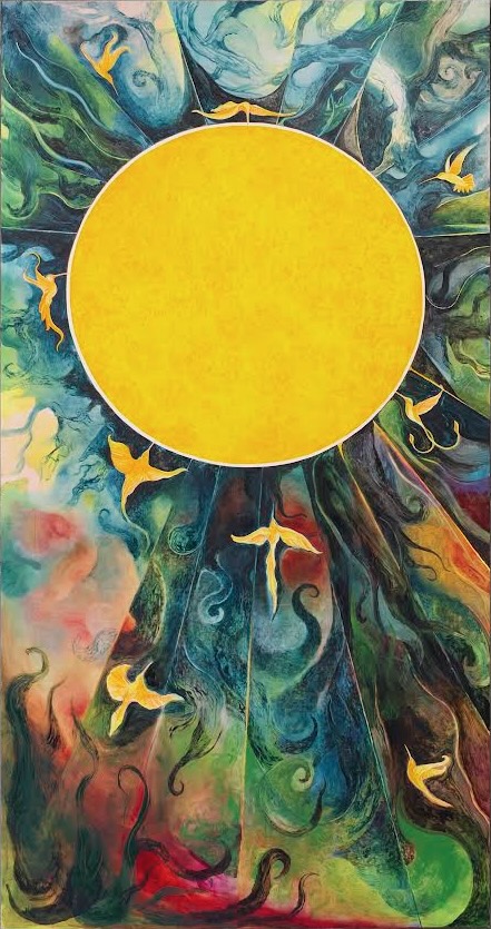 The Orange Dream, 2022. Olie på lærred, 420 x 220 cm.